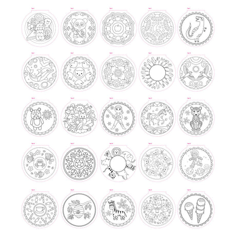 Kreatives Bastelgruppen-Mandala-Malbuch, 25 Seiten zum Ausmalen