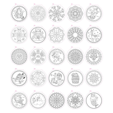 Kreatives Bastelgruppen-Mandala-Malbuch, 25 Seiten zum Ausmalen