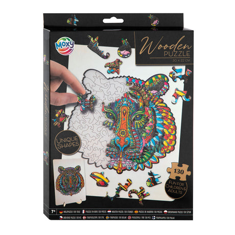 Markenloses Sans-Marque-Holzpuzzle mit Tigerfigur – 130 Teile