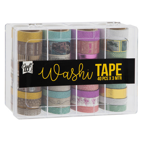 Kreative Bastelgruppe Washi Tape im Vorratsbehälter, 40 Stk.