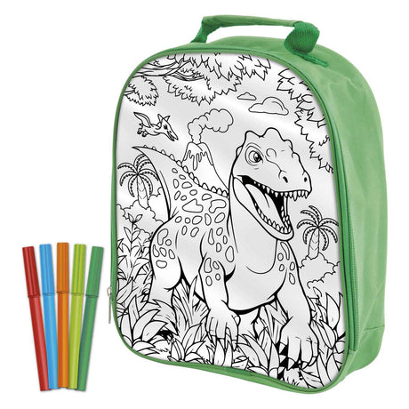 Die kreative Bastelgruppe „Dino“ bemalt Ihre eigene Tasche mit Markern
