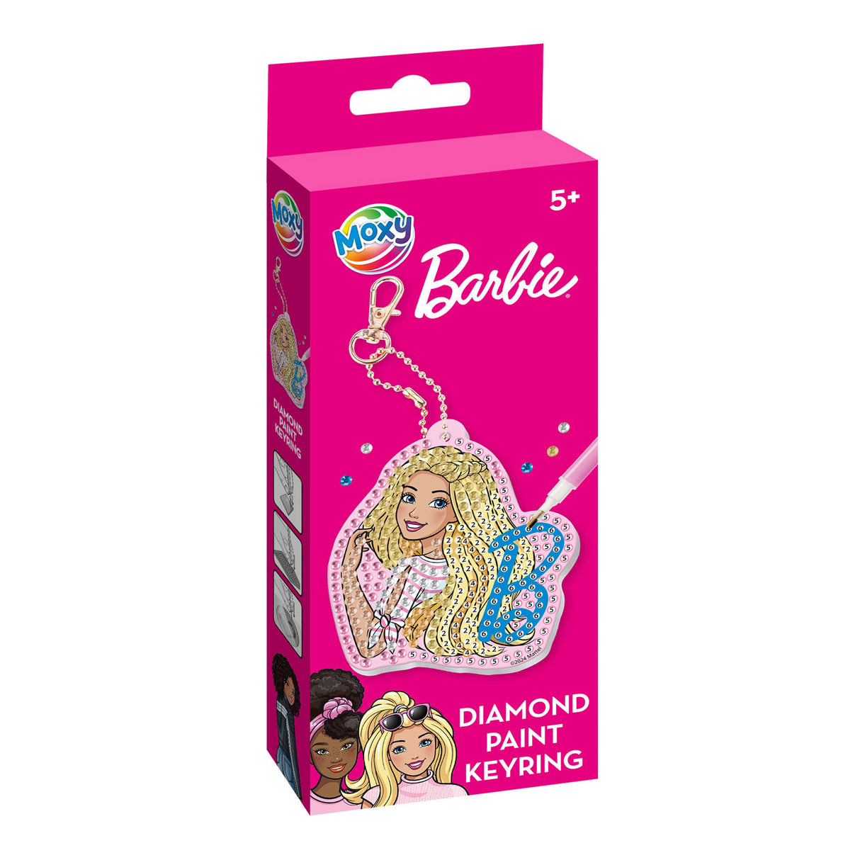 Eine kreative Bastelgruppe stellt Ihren eigenen Barbie-Schlüsselanhänger mit Diamantmalerei her