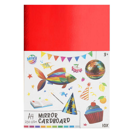 Kreative Bastelgruppe Spiegelkarton A4, 10 Blatt, 10 Farben