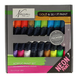Creative Craft Group Acrylfarbe Fluor- und Metallicfarben, 18x36 ml