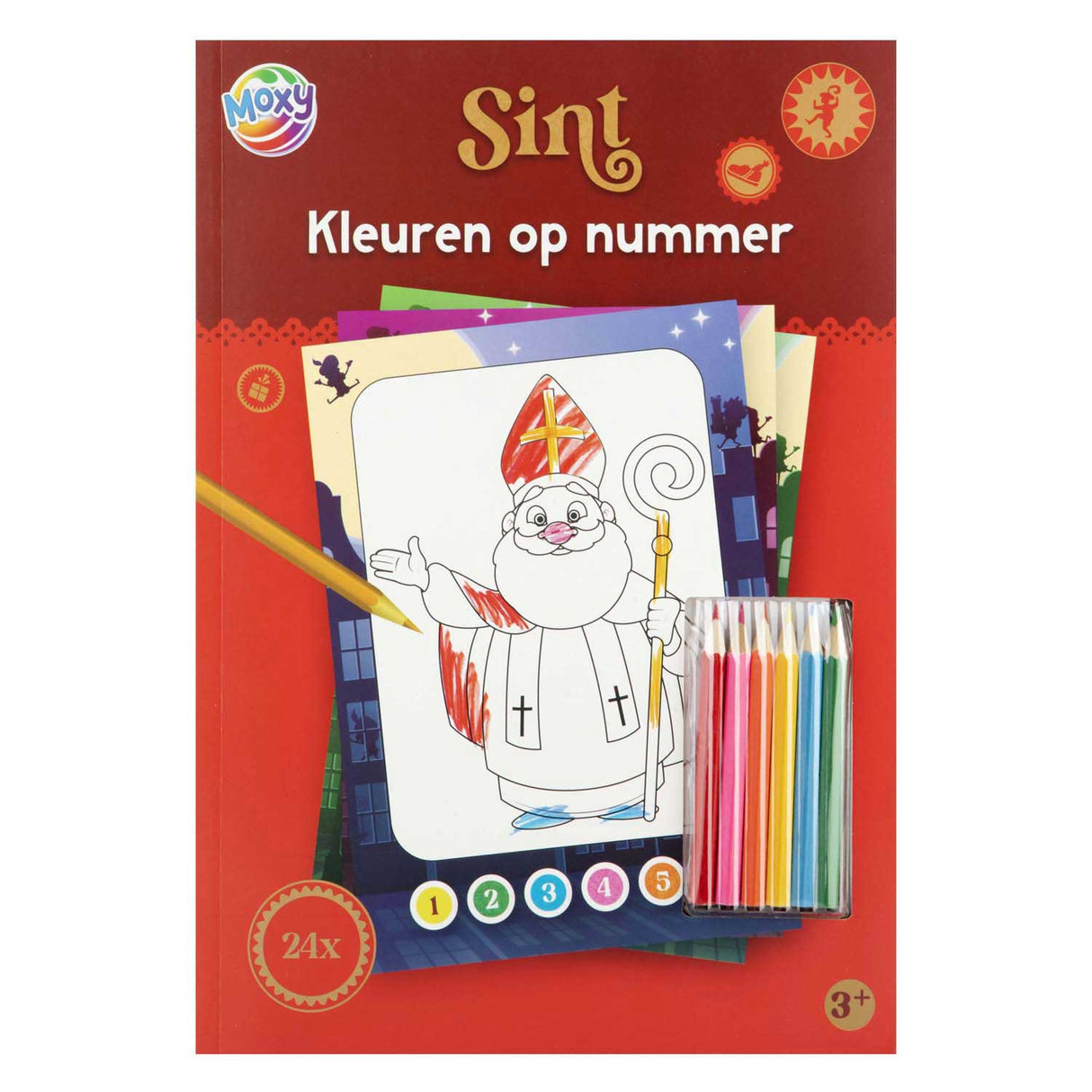 Kreative Bastelgruppe Sinterklaas Malen nach Zahlen mit 6 Bleistiften