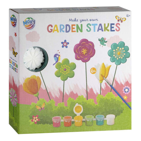 Creative craft group maak-je-eigen tuinprikkers incl. 6 verfkleuren 1 kwast