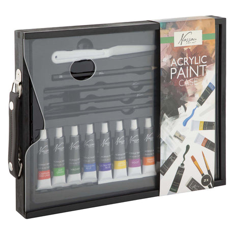 Creative Craft Group Nassau schwarzer Holzkoffer, Acryl-Set – 21-teilig.