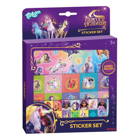 Creative craft group totum unicorn academy stickerset - 3 vellen + 1 achtergrond