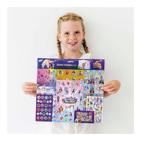 Totum unicorn academy super sticker set xl - 8 vellen incl. luxe metallic en laser stickers 38 x 36 cm | speelgoed meisjes vanaf 3 jaar
