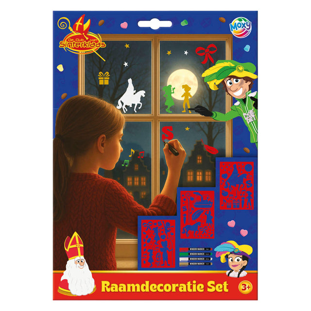 Creative craft group club van sinterklaas raamdecoratieset - 31x22cm