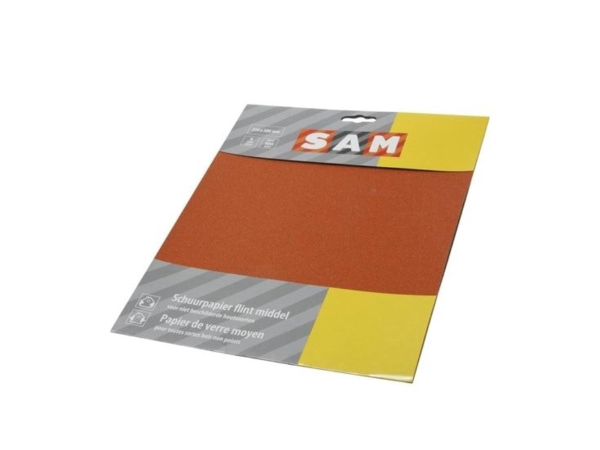 Sam Schleifpapier für den Trockengebrauch, Körnung 100, Packung mit 5 Blatt