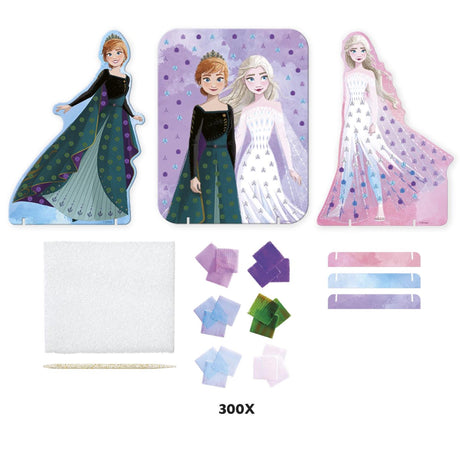 Moxy Disney Frozen Poke-Art-Karten – Anna- und Elsa-Kleider dekorieren – 3 Karten – 6 Stofffarben – inkl. Werkzeug - 17,5 x 13 cm - Spielzeug für Kinder - Basteln - für Mädchen und Jungen - auch für Kleinkinder - ab 3 Jahren - totum