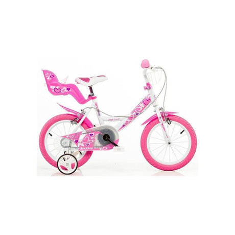 Dino Bikes Dino Mädchenfahrrad kleines Herz 16 Zoll weiß rosa