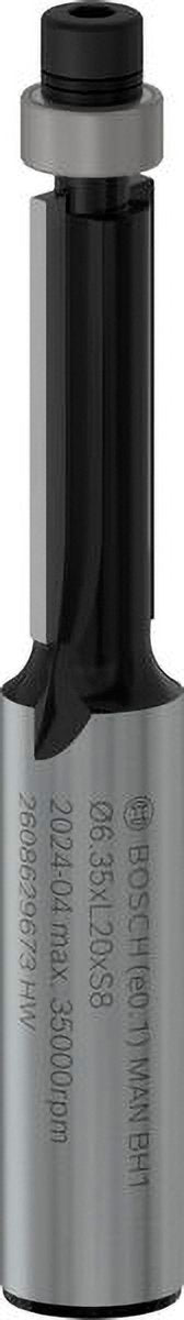 Bosch pro bündigfräser met onderliggend geleidekogellager ø 6,35 x l 20 schacht 8 mm - 2608629673