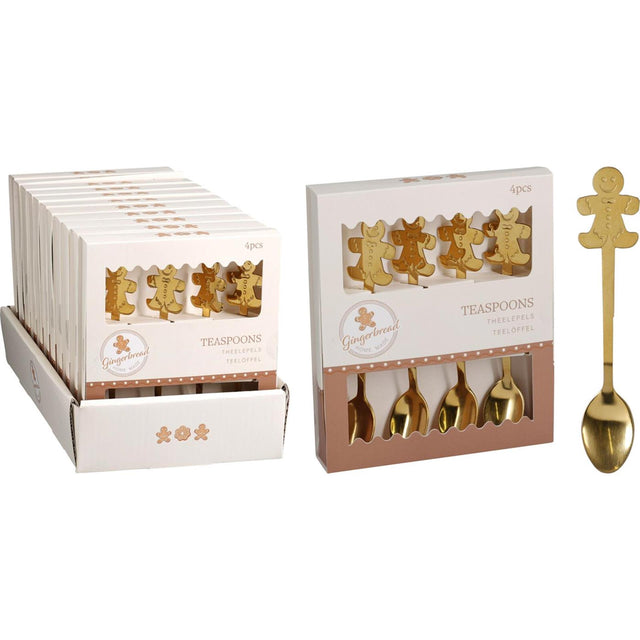 Home styling gebaksvorkjes of theelepels 4sts gingerbread man