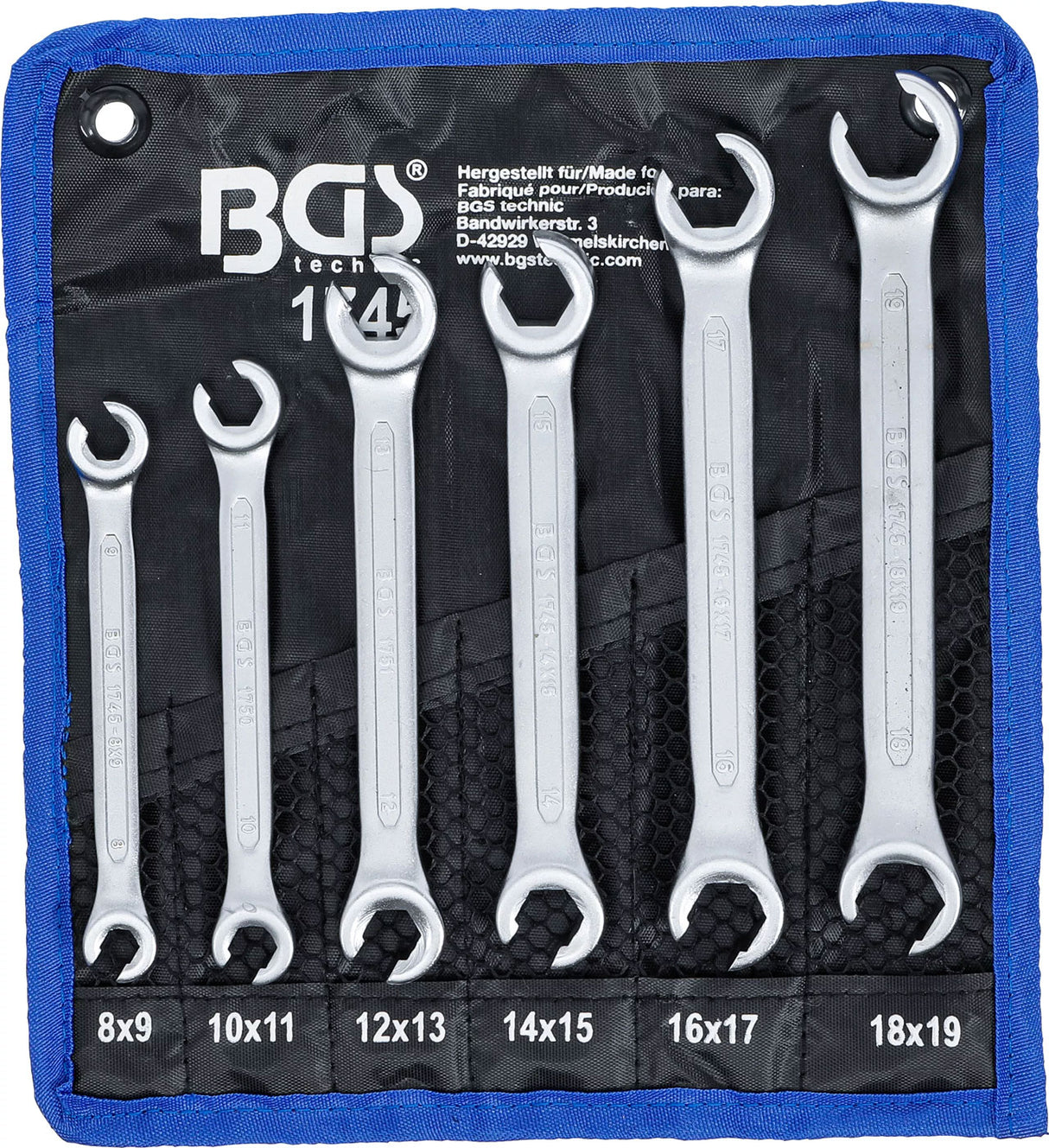 BGS Technic offener Doppelringschlüsselsatz SW 8 x 9 - 18 x 19 mm 6-tlg.