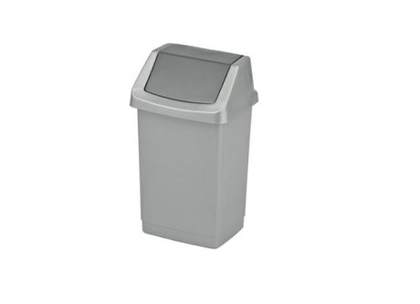 Curver Click-it Multifunktions-Abfallbehälter, Kunststoffkorb, Silber, 50 Liter