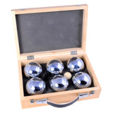 Engelhart Metall-Jeu de Boules – 6 Kugeln in Holzkiste – Luxus-Set – Pétanque – Boule – Metallkugeln – passend für jeden Jeu de Boules-Platz – Langfeld