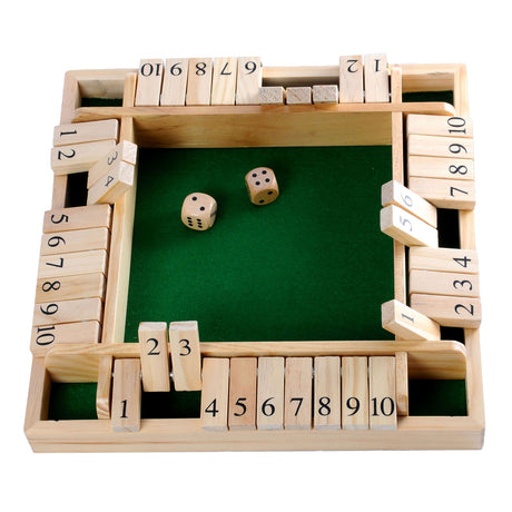 Shut the Box Holzwürfelspiel, 4 Spieler