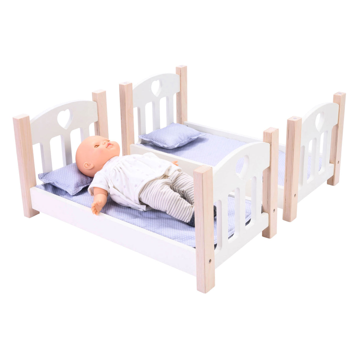 Etagenbett für Longfield-Puppen, grauweiß