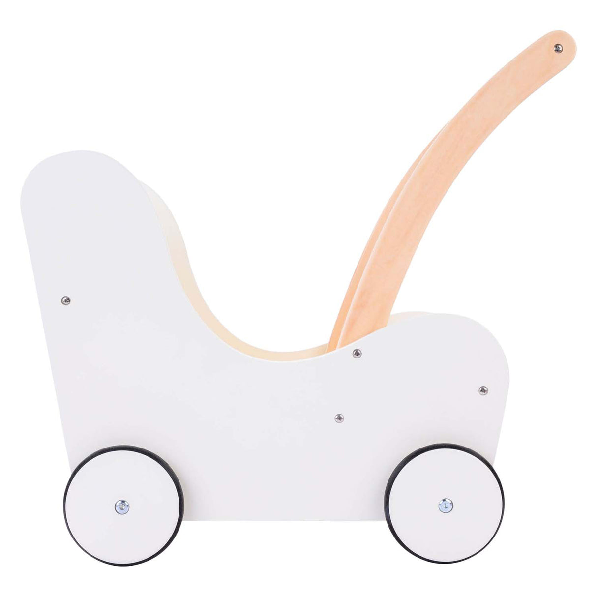 Puppenläufer aus Holz grau weiß