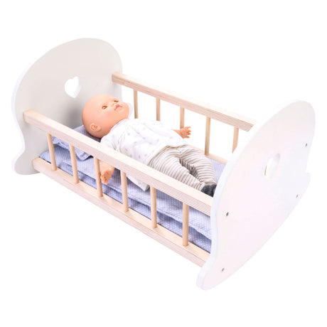 Puppenbett-Schaukelwiege, grauweiß