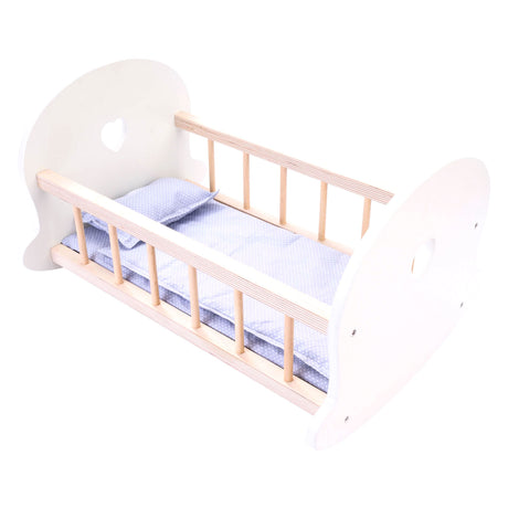 Puppenbett-Schaukelwiege, grauweiß
