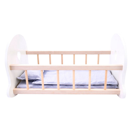 Puppenbett-Schaukelwiege, grauweiß