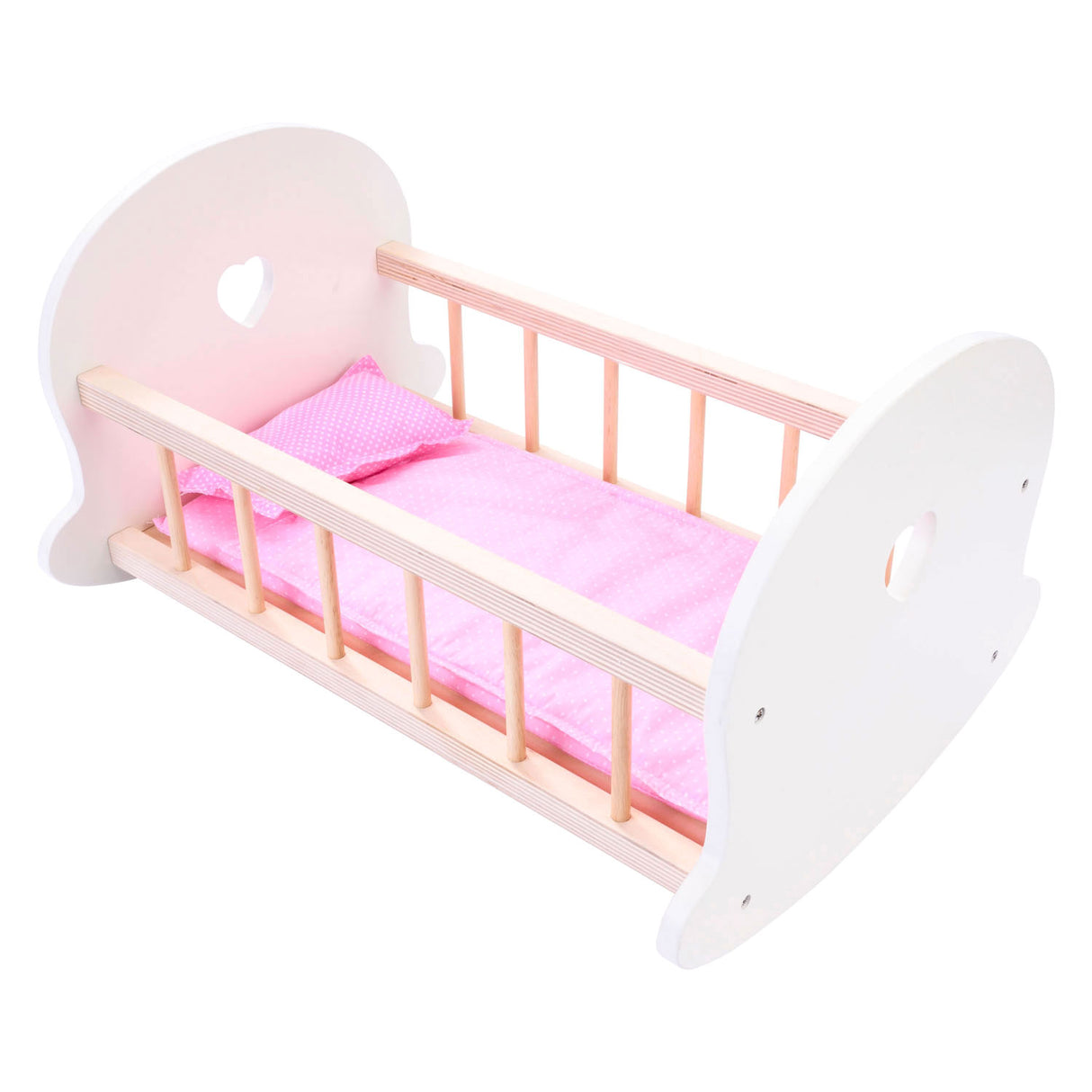 Longfield Puppenbett Schaukelwiege, rosa weiß