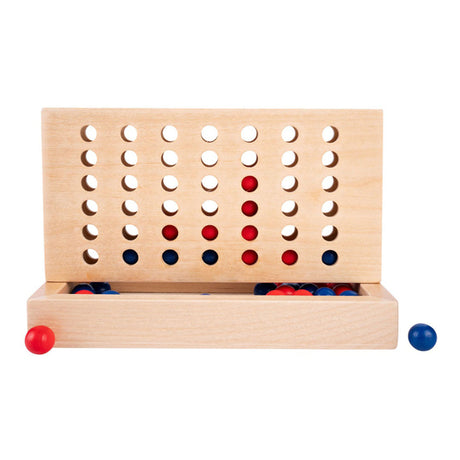 Longfield Vier in einer Reihe – Strategiespiel – Holz – rote und blaue Steine – klassisches Denk- und Strategiespiel – Engelsherz