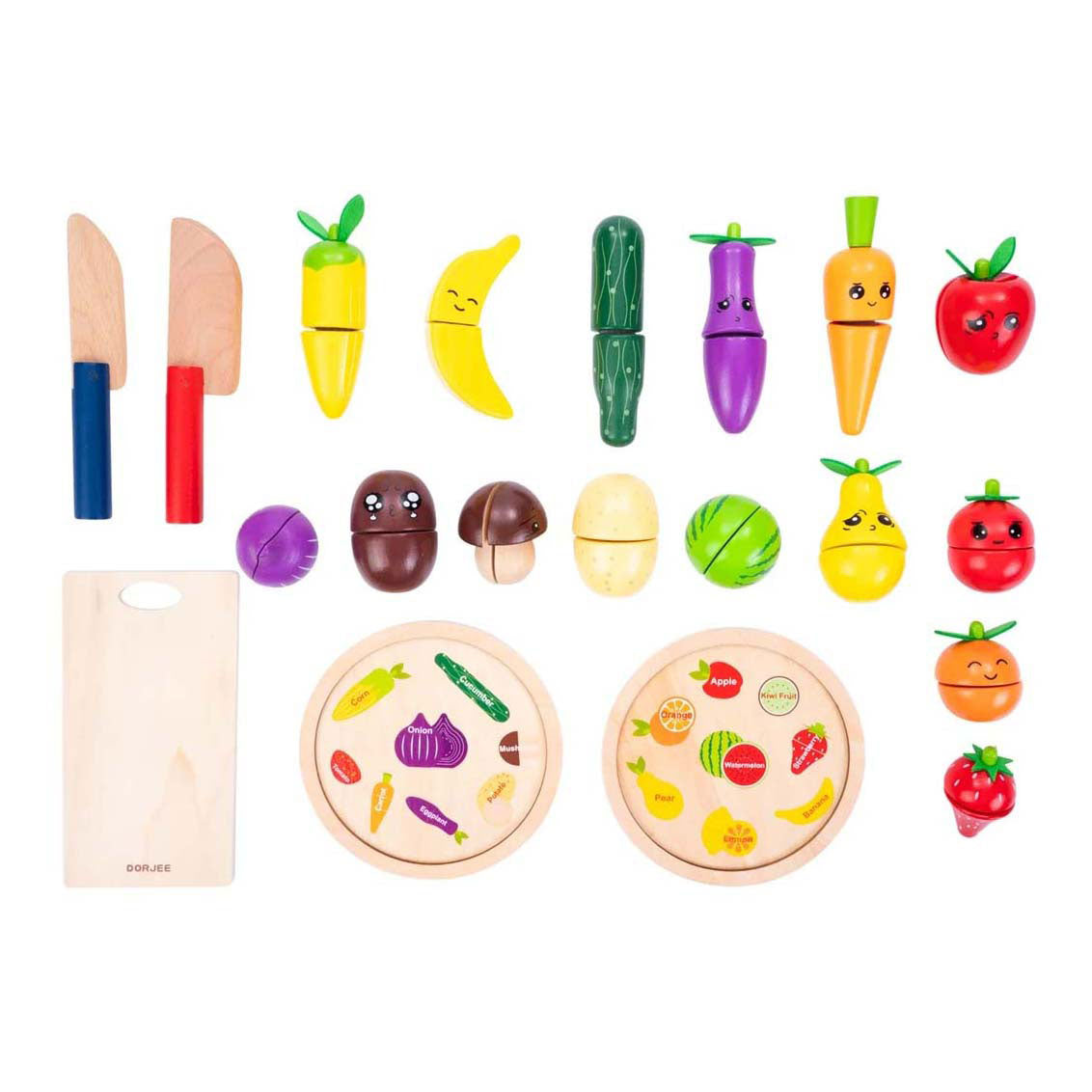 Holzschneideset für Gemüse und Obst