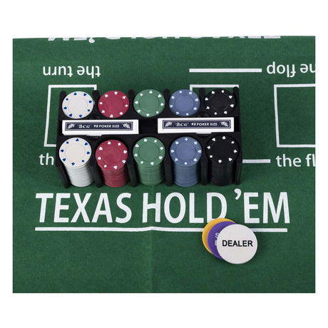 Engelhart Pokerset mit Karten, Tuch und 200 Chips (4 Gramm) in Box