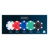 Longfield pokerset in zilveren koffer met 500 chips (11,5 g) – compleet met kaarten, dealer button dobbelstenen – engelhart