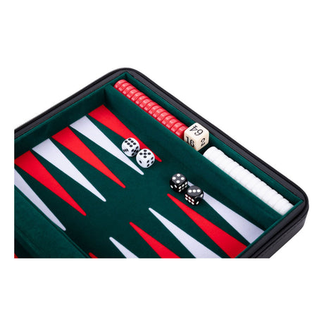 Backgammon reisspel met rits - zwart