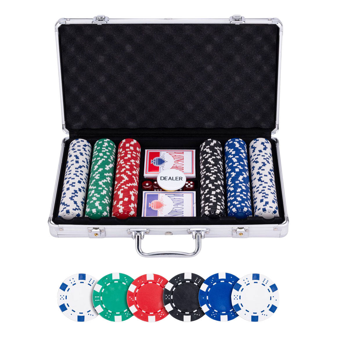 Pokerset im silbernen Koffer – 300 Chips