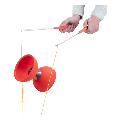Engelhart Gummi-Diabolo mit Metallstäben – fluoreszierendes Rot