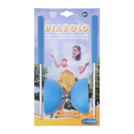 Engelhart Gummi-Diabolo mit Metallstäben – blau