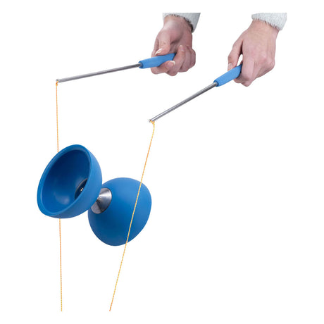 Engelhart Gummi-Diabolo mit Metallstäben – blau