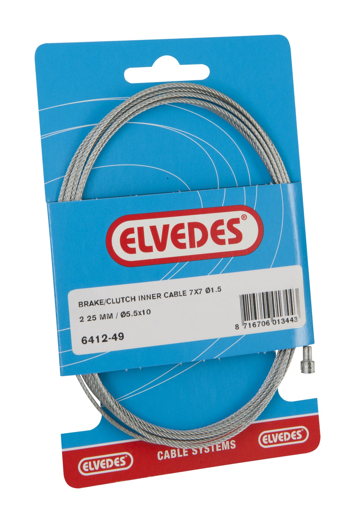 ELVEDES CLUTCH INNER KABEL 2250 mm 7x7 Drahtverzinkt Ø1,5 mm mit V-Nipple (auf der Karte)