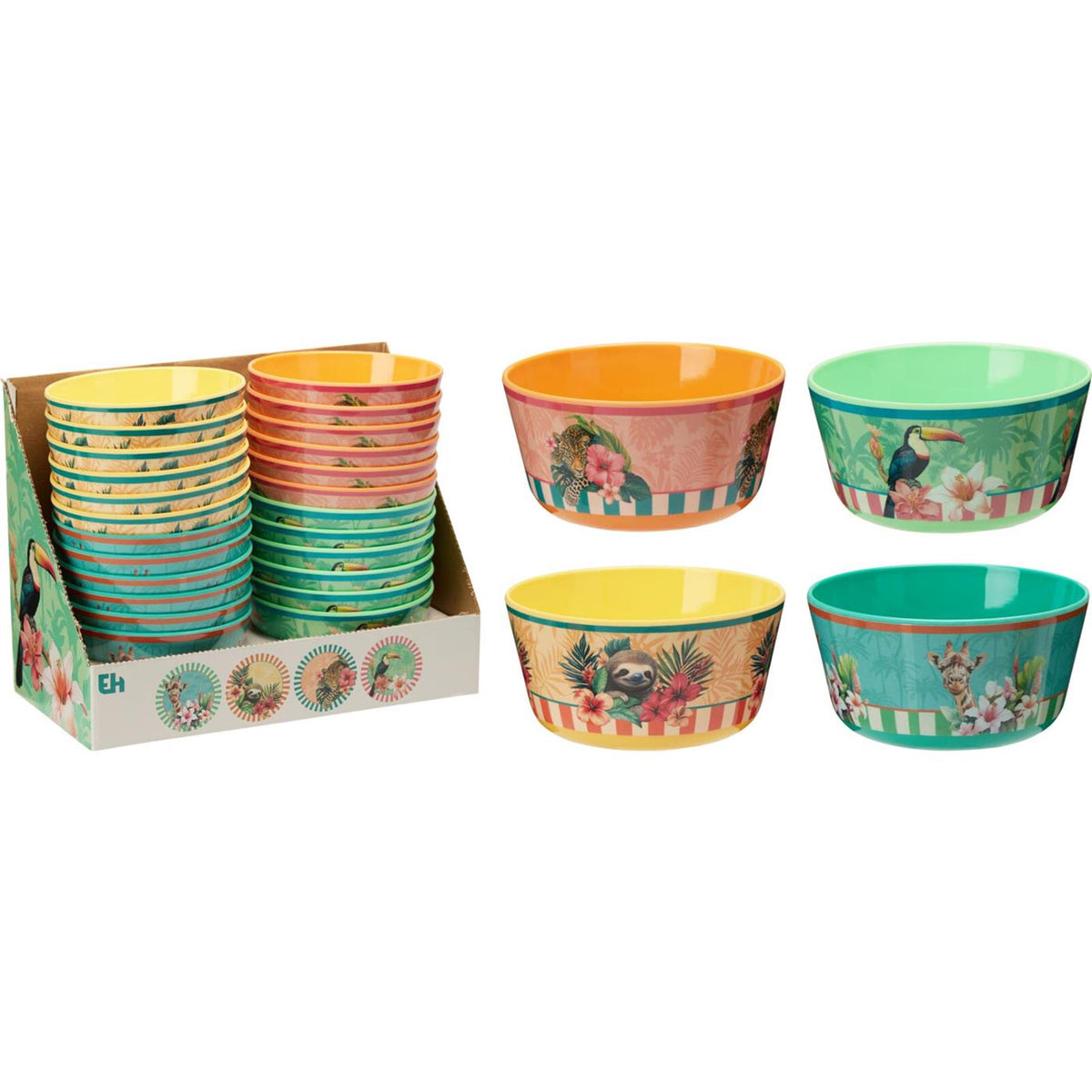 Excellent houseware schaal melamine ø14xh7cm 4 assorti
