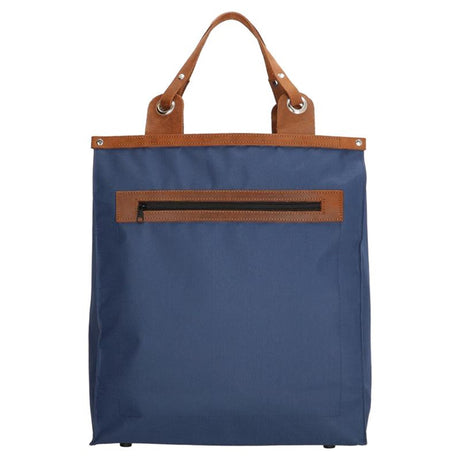 Run Away Basics Einkaufstasche blau mit Griff aus echtem Leder, 36,5 x 41 cm