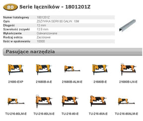 Bostitch nietjes 80 12mm 10m szer 12,8mm