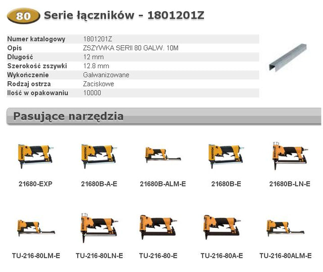 Bostitch nietjes 80 12mm 10m szer 12,8mm