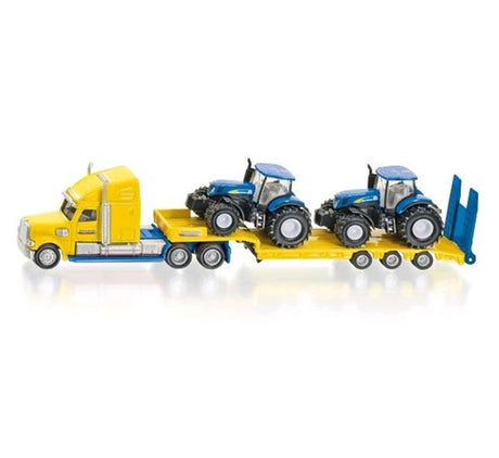 Siku 1805, LKW mit New Holland Traktoren, 1:87, Metall-Kunststoff, gelbblau, viele Funktionen