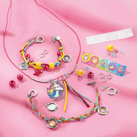 Totum Einhorn-Bastelkoffer 2-in-1-Bastelset, Armbänder basteln und Diamantmalerei – kreatives Spielzeug für Mädchen ab 5 Jahren, Geschenktipp, Schmuckpaket basteln