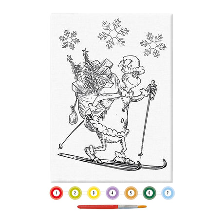 Totum der Grinch – Malen nach Zahlen „Der Grinch“ auf Leinwand – Malen Sie ein Gemälde im A4-Format – Bastelset für Jungen und Mädchen ab 6 Jahren inkl. Maltrip und Pinsel – Geschenktipp
