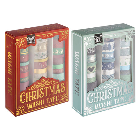 Creative craft group washi tape kerstmis set folie en glitter 3m - 36dlg.