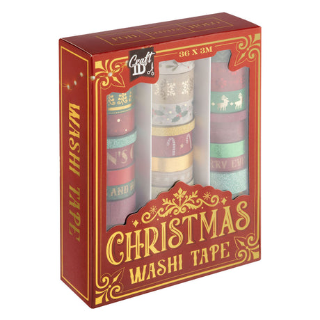Creative craft group washi tape kerstmis set folie en glitter 3m - 36dlg.