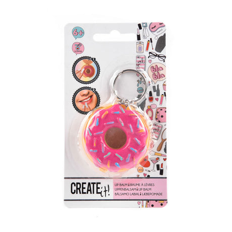 Erstellen Sie es! Schönheitsschlüsselring Donut mit Lippenbalsam