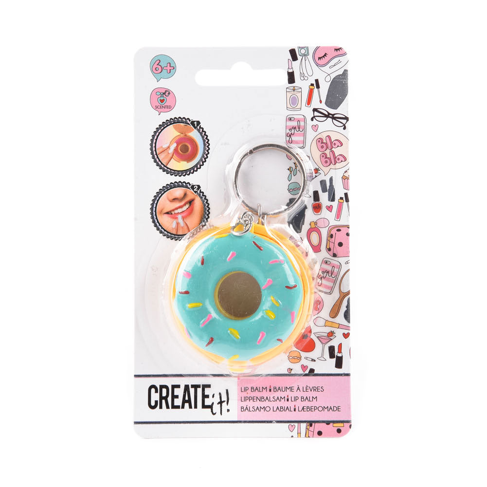 Erstellen Sie es! Schönheitsschlüsselring Donut mit Lippenbalsam